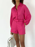 linnen Zomer set met blouse en broek Dames