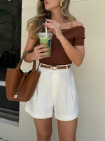 Hoge taille Zomer short met plooien Dames