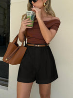 Hoge taille Zomer short met plooien Dames