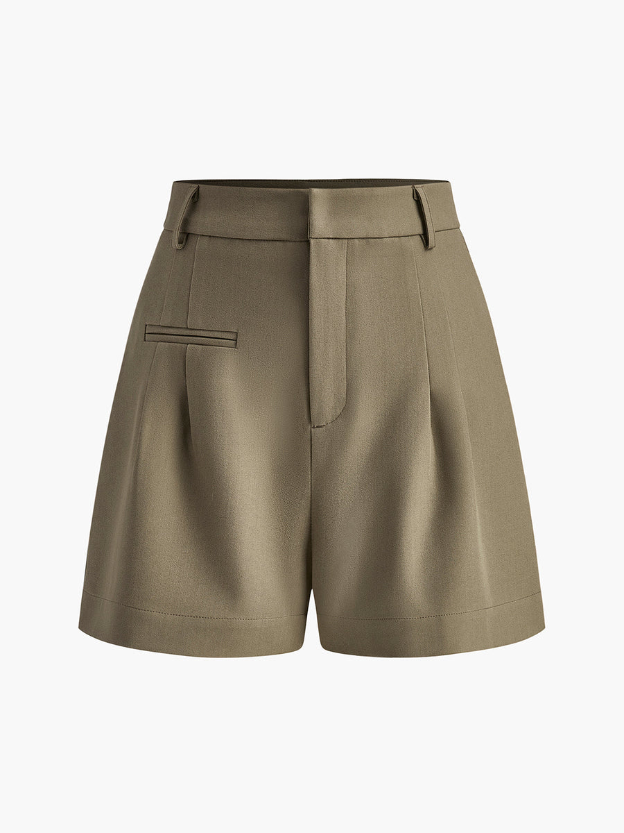 Hoge taille Zomer short met plooien Dames