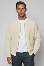 Gebreid vest heren met zakken - Beige