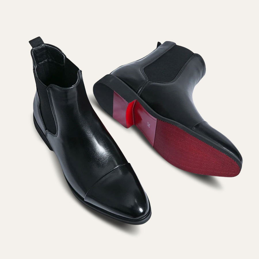 Chelsea Boots Heren Leer met Elastisch Zijpaneel