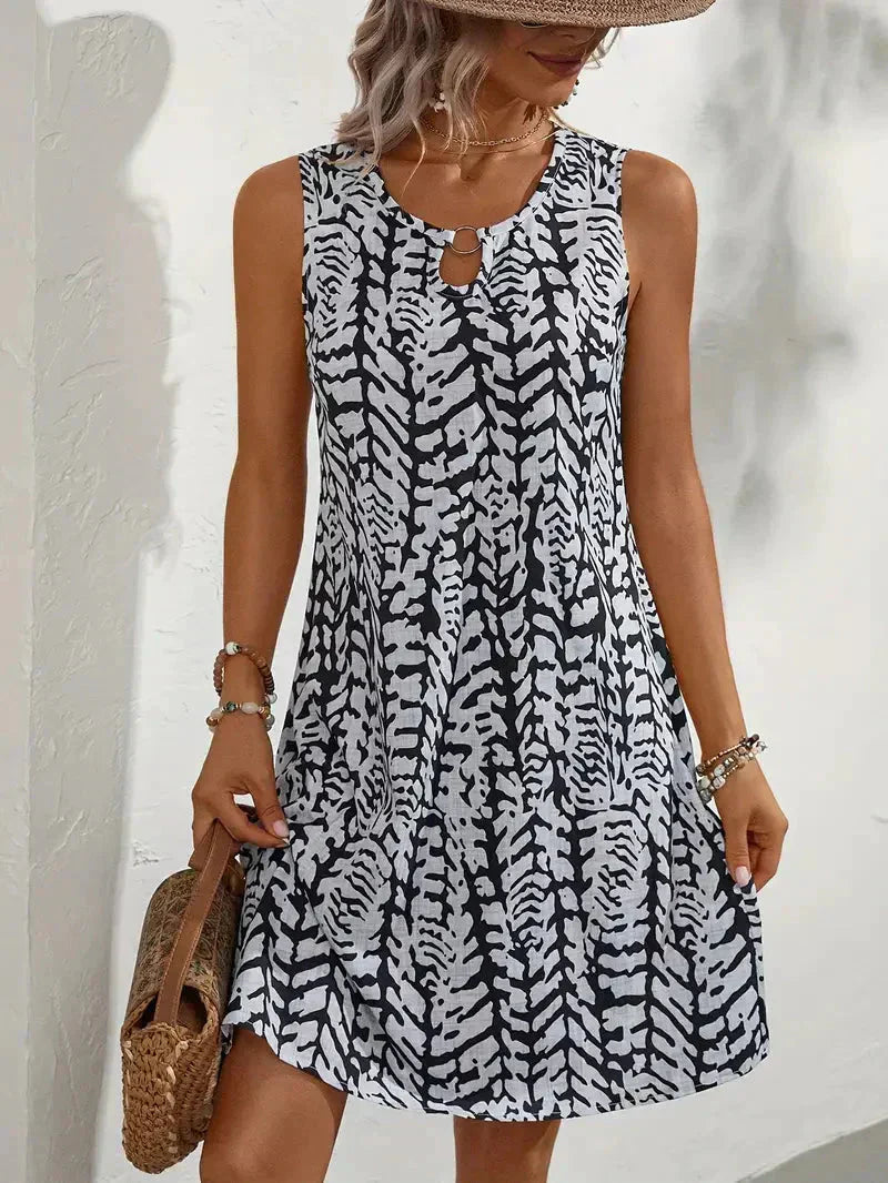 Mouwloze zomerjurk met print Dames