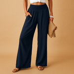Wijde broek met elastische taille Dames