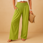Wijde broek met elastische taille Dames