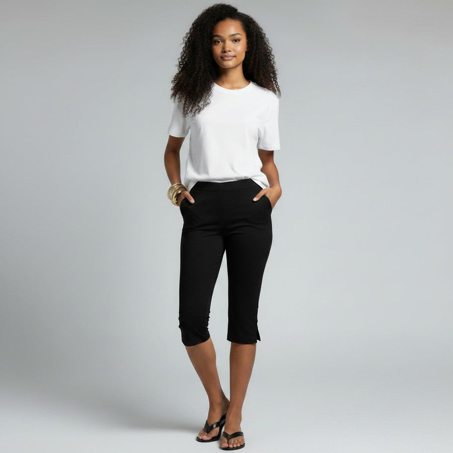 Capri broek met elastische taille Dames