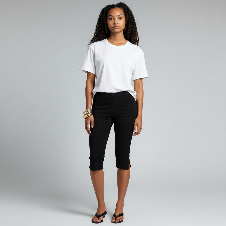 Capri broek met elastische taille Dames