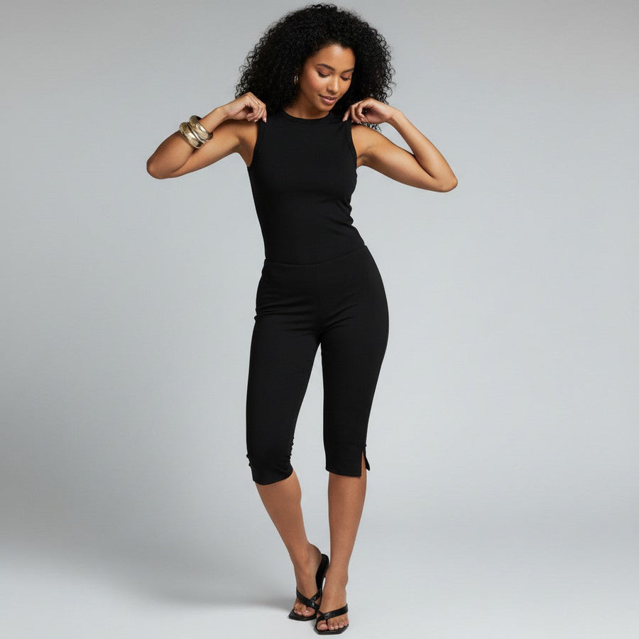 Capri broek met elastische taille Dames