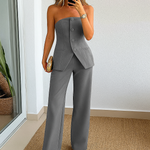 Tweedelige Set met Strapless Gilet en Pantalon Dames