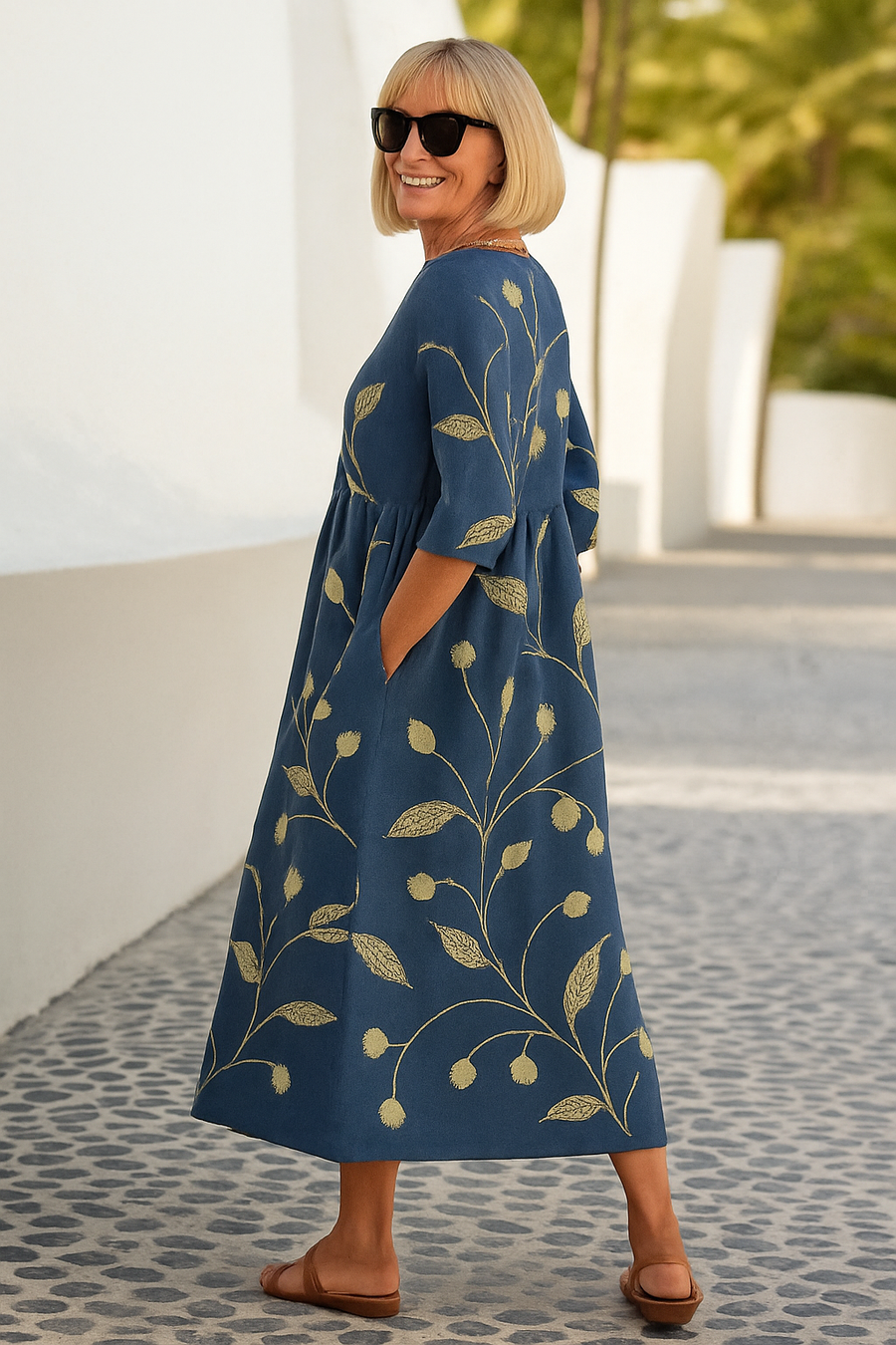 Midi jurk met bloemenprint Dames