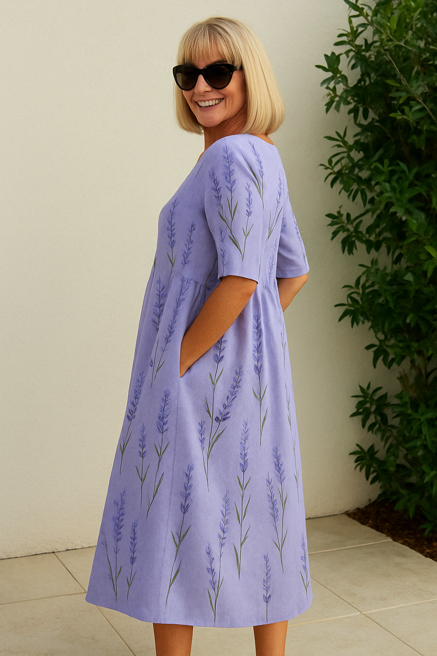 Midi jurk met bloemenprint Dames