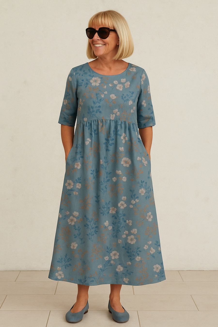 Midi jurk met bloemenprint Dames