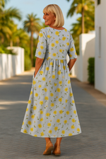 Midi jurk met bloemenprint Dames
