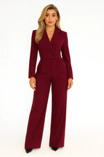 Jumpsuit Dames met Blazerkraag en Wijde Broek