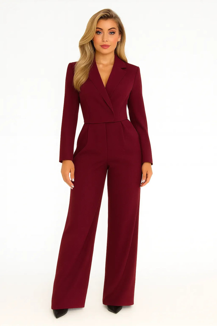 Jumpsuit Dames met Blazerkraag en Wijde Broek