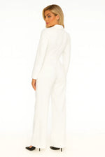 Jumpsuit Dames met Blazerkraag en Wijde Broek