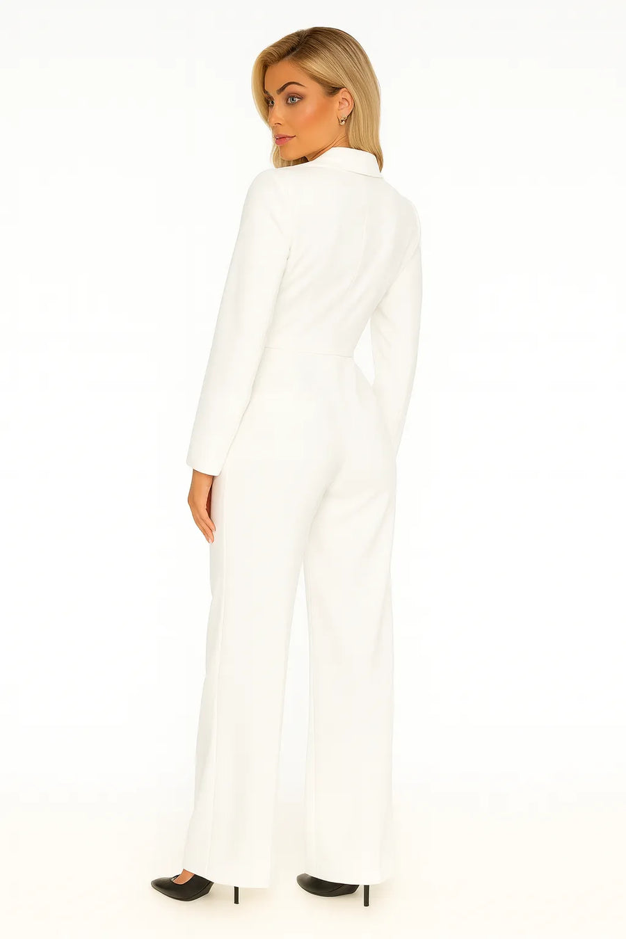 Jumpsuit Dames met Blazerkraag en Wijde Broek