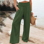 Wijde zomer broek met elastische taille Dames