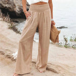 Wijde zomer broek met elastische taille Dames