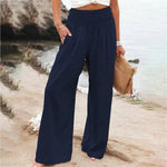 Wijde zomer broek met elastische taille Dames