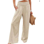 Wijde zomer broek met elastische taille Dames