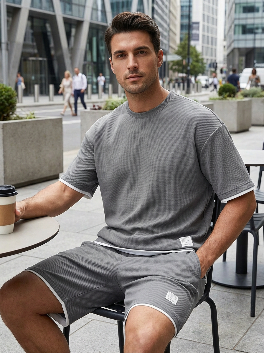 Tweedelige set met T-shirt en short Heren