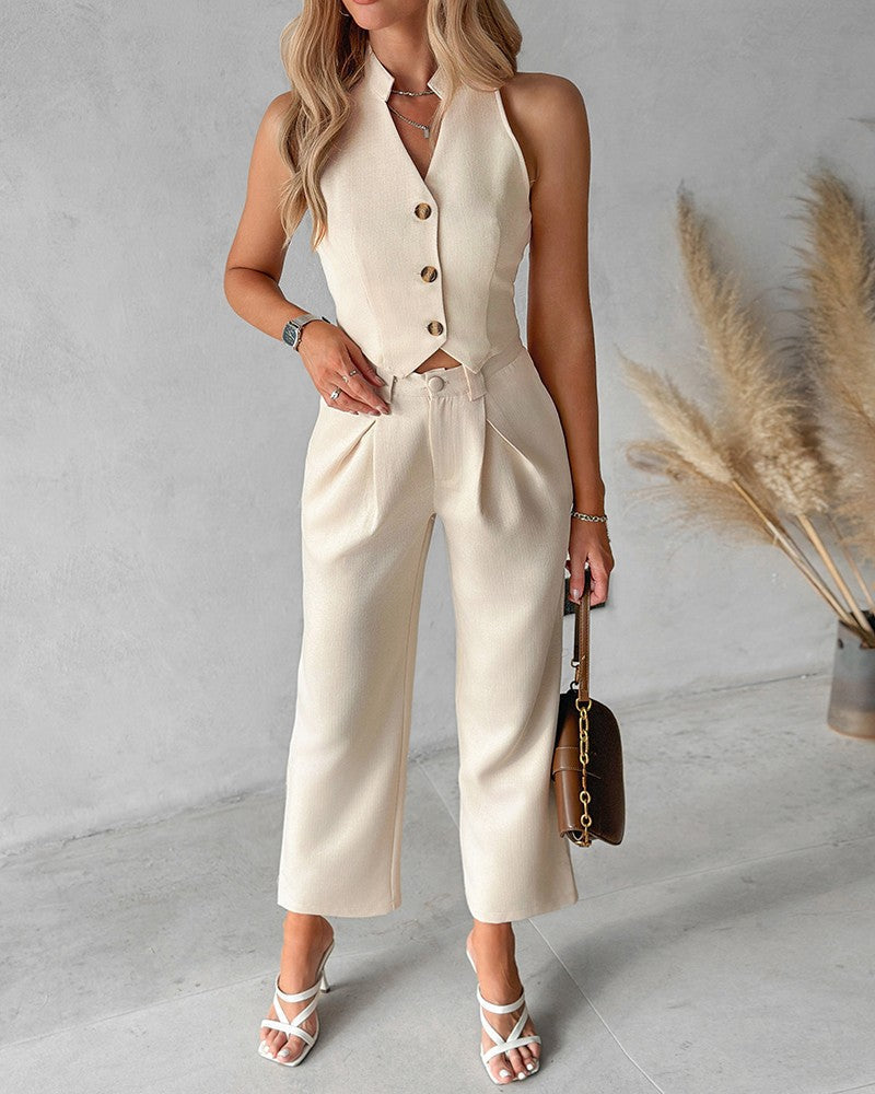 Tweedelige set met gilet en pantalon Dames
