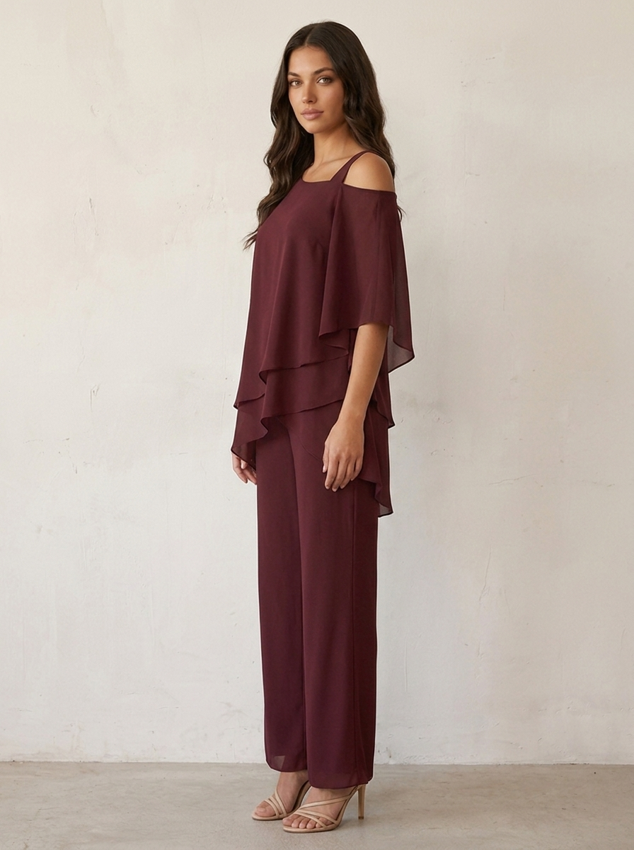 Co-ord Set Dames Chiffon Top en Broek