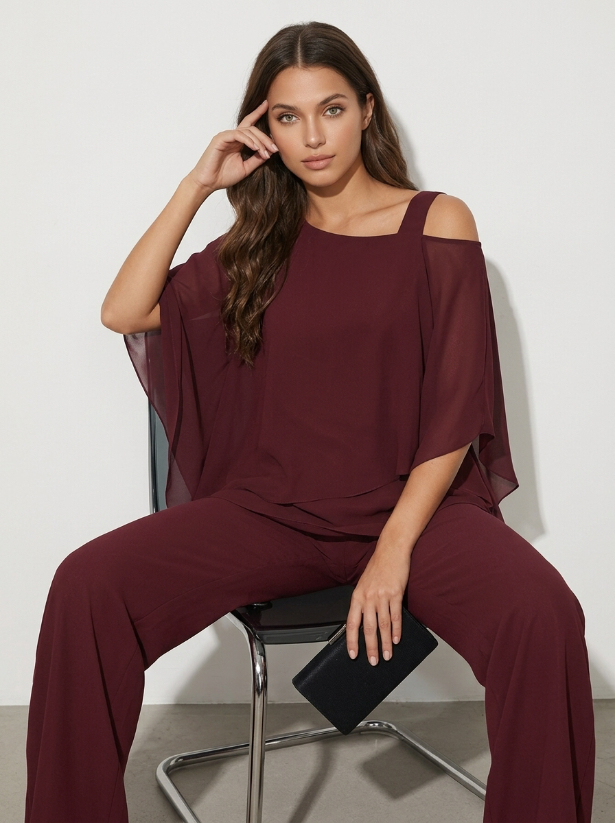 Co-ord Set Dames Chiffon Top en Broek