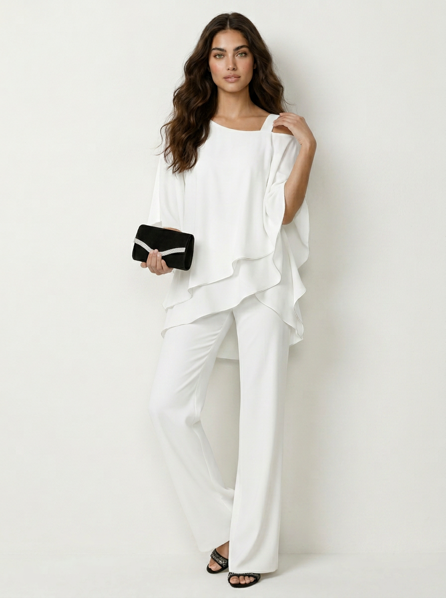 Co-ord Set Dames Chiffon Top en Broek