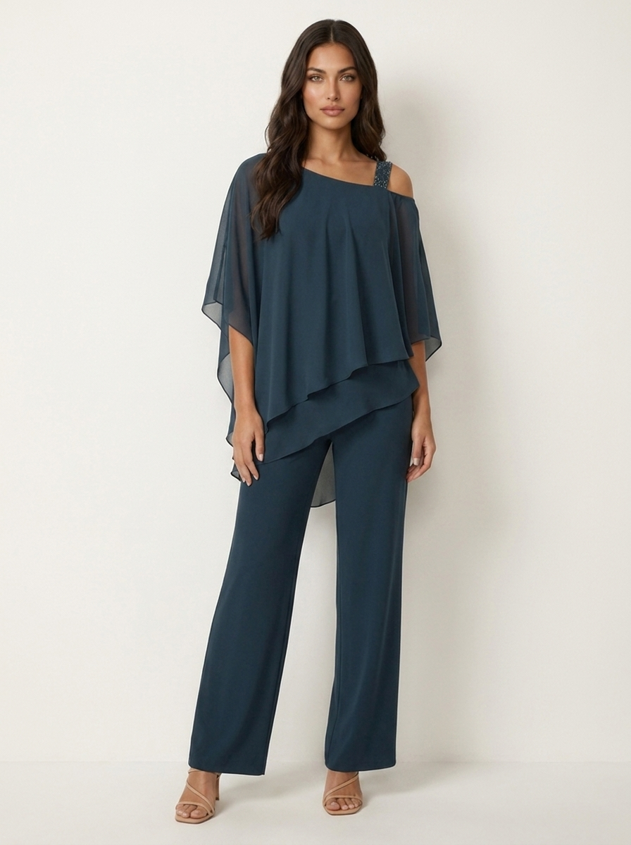 Co-ord Set Dames Chiffon Top en Broek