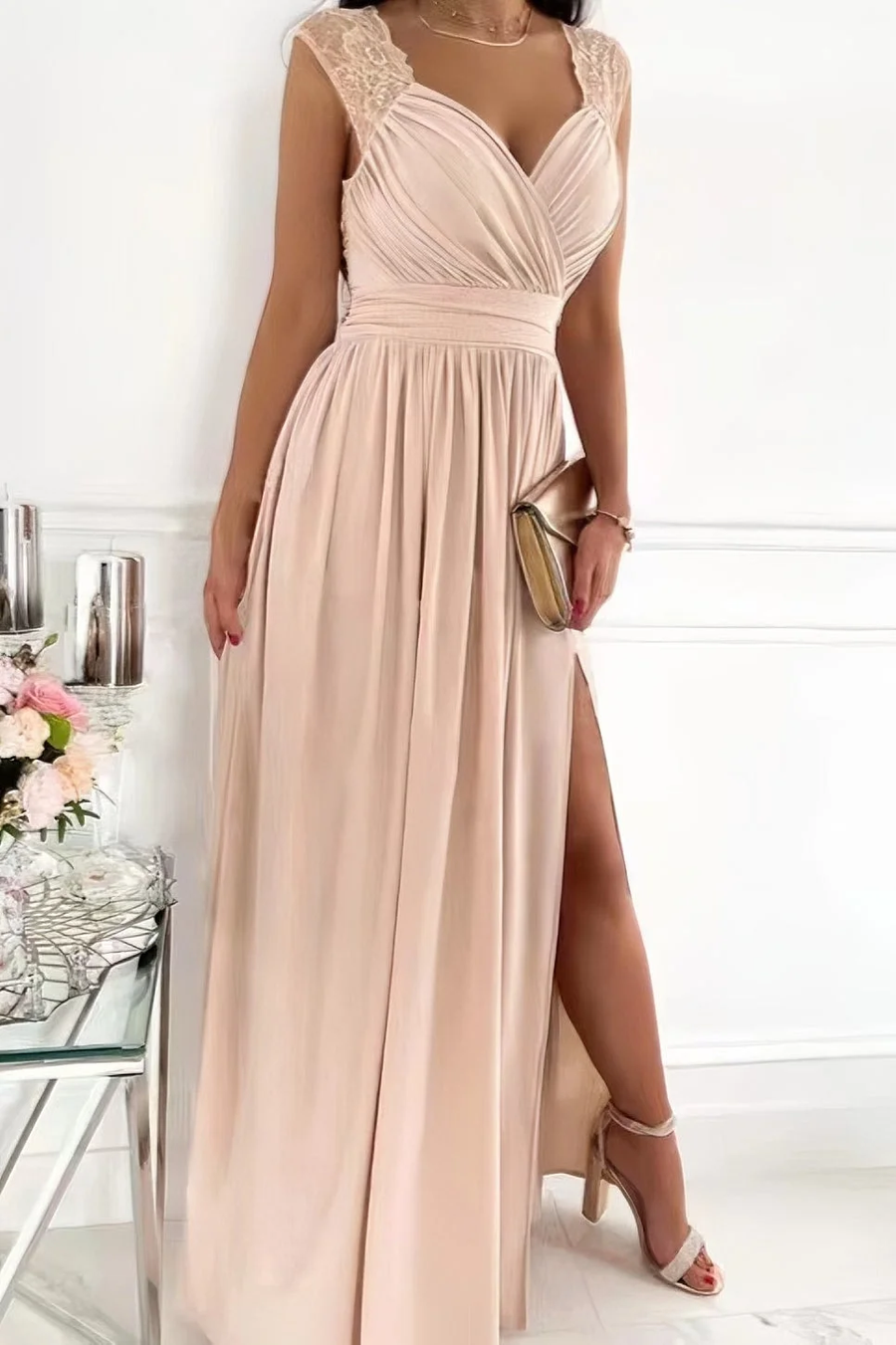 Maxi galajurk met kanten details Dames