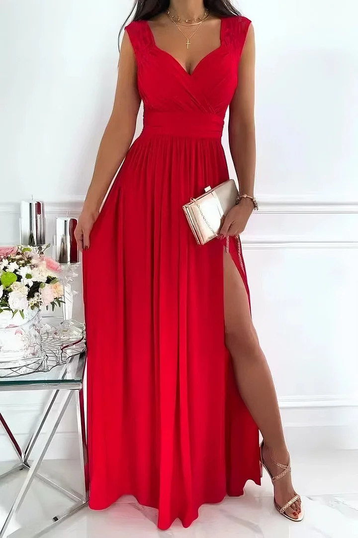 Maxi galajurk met kanten details Dames