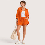 Co-ord set met overhemd en short Dames