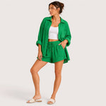 Co-ord set met overhemd en short Dames