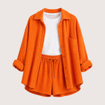 Co-ord set met overhemd en short Dames