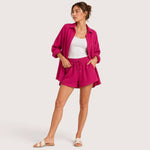 Co-ord set met overhemd en short Dames