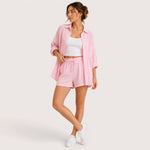 Co-ord set met overhemd en short Dames