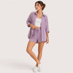 Co-ord set met overhemd en short Dames