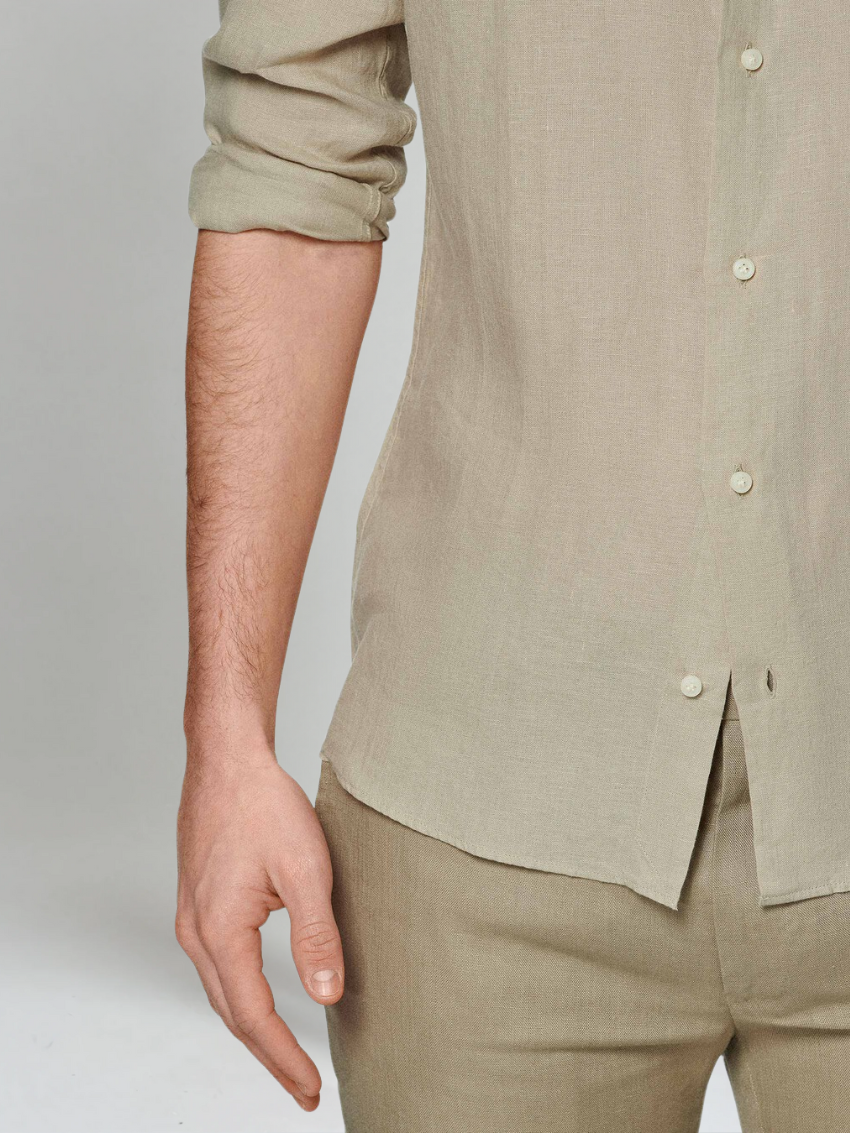 Linnen overhemd heren - Khaki