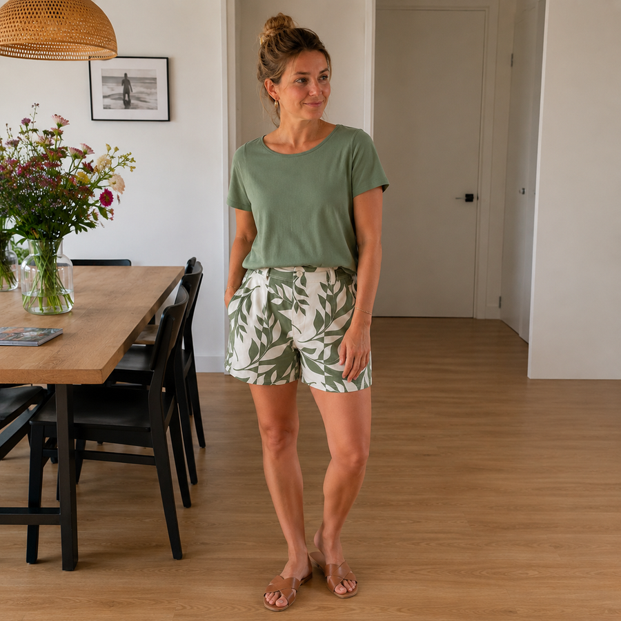 Tweedelige Dames Set met Bladprint