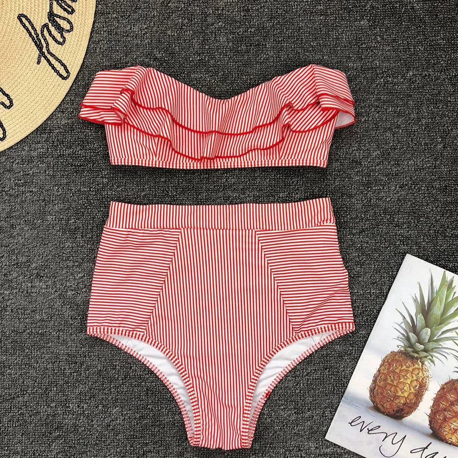 Bandeau bikini set met hoge taille Dames