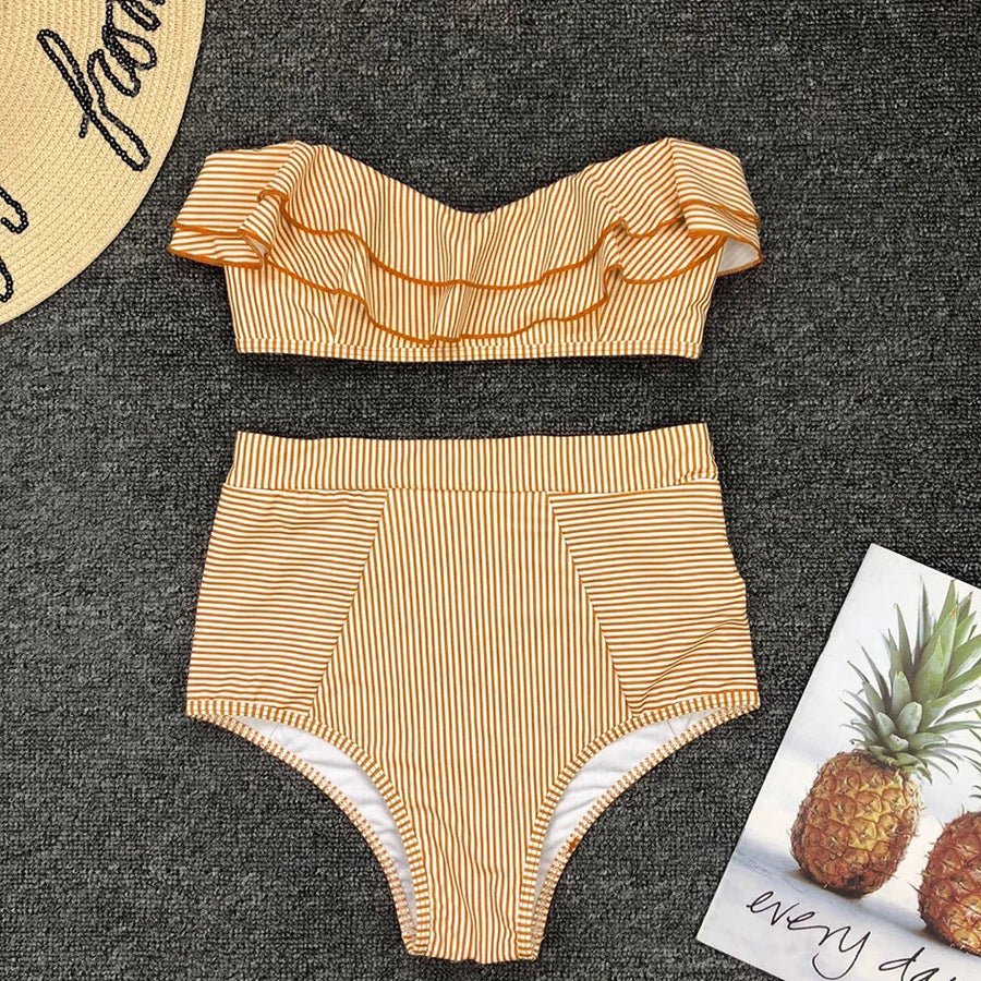 Bandeau bikini set met hoge taille Dames