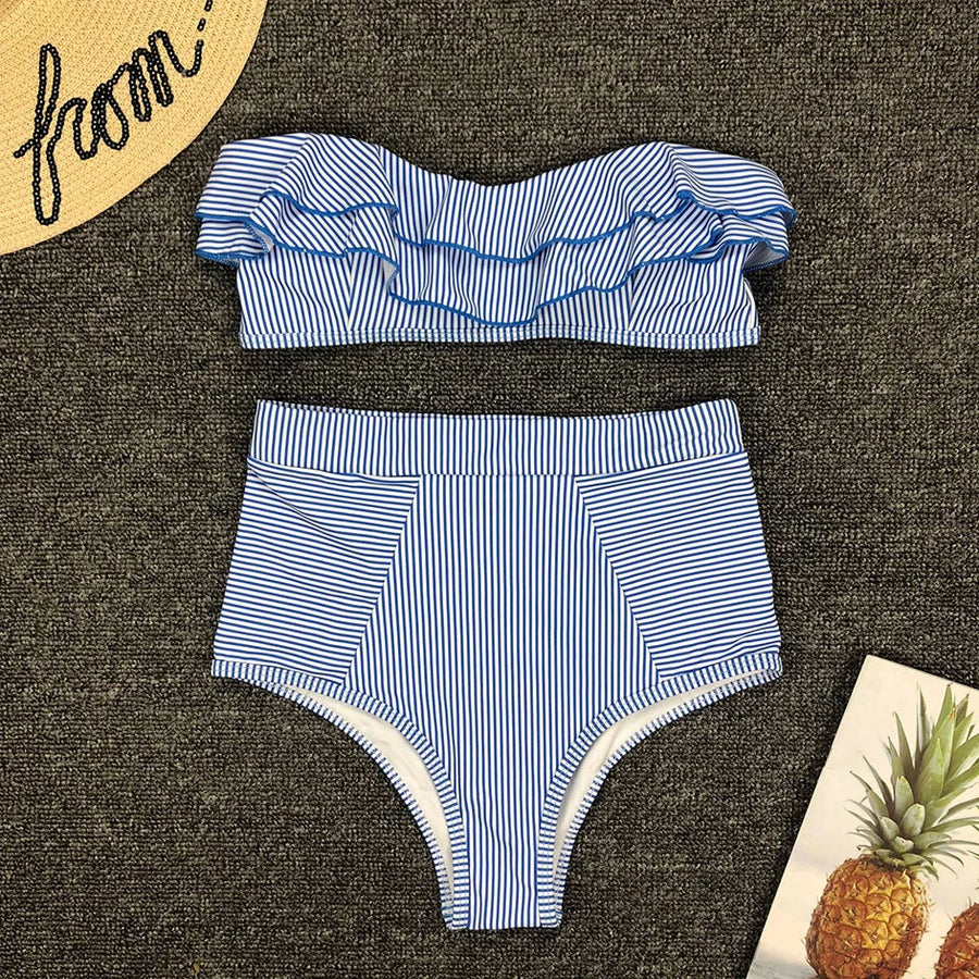 Bandeau bikini set met hoge taille Dames