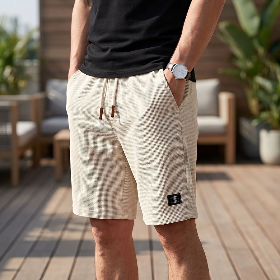 Korte zomer broek met elastische taille en trekkoord Heren