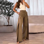 Wijde broek met hoge taille Dames