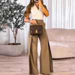 Wijde broek met hoge taille Dames
