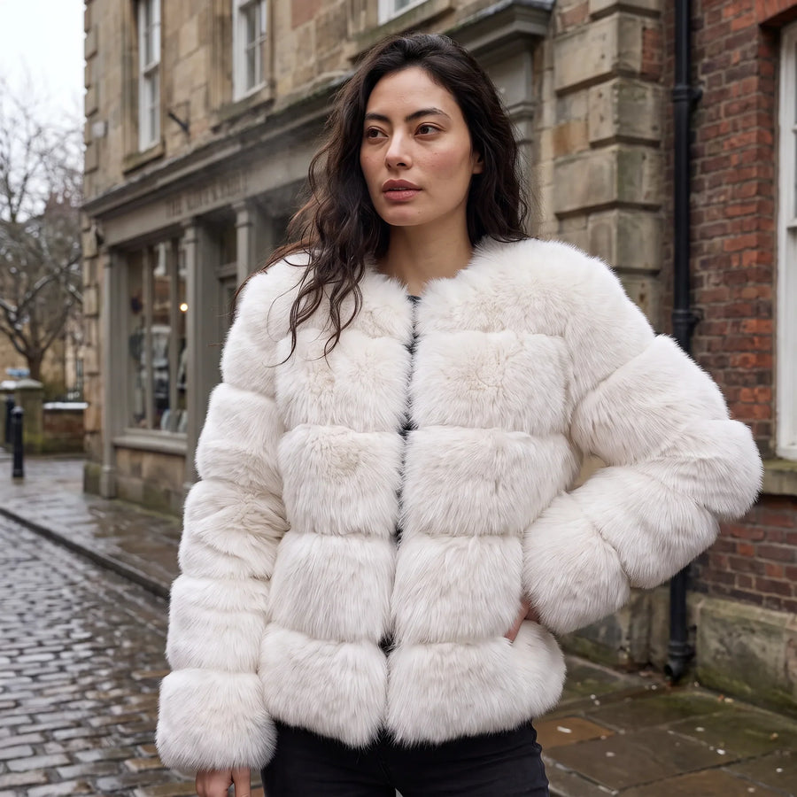 Faux Fur Jas Dames met Ronde Hals