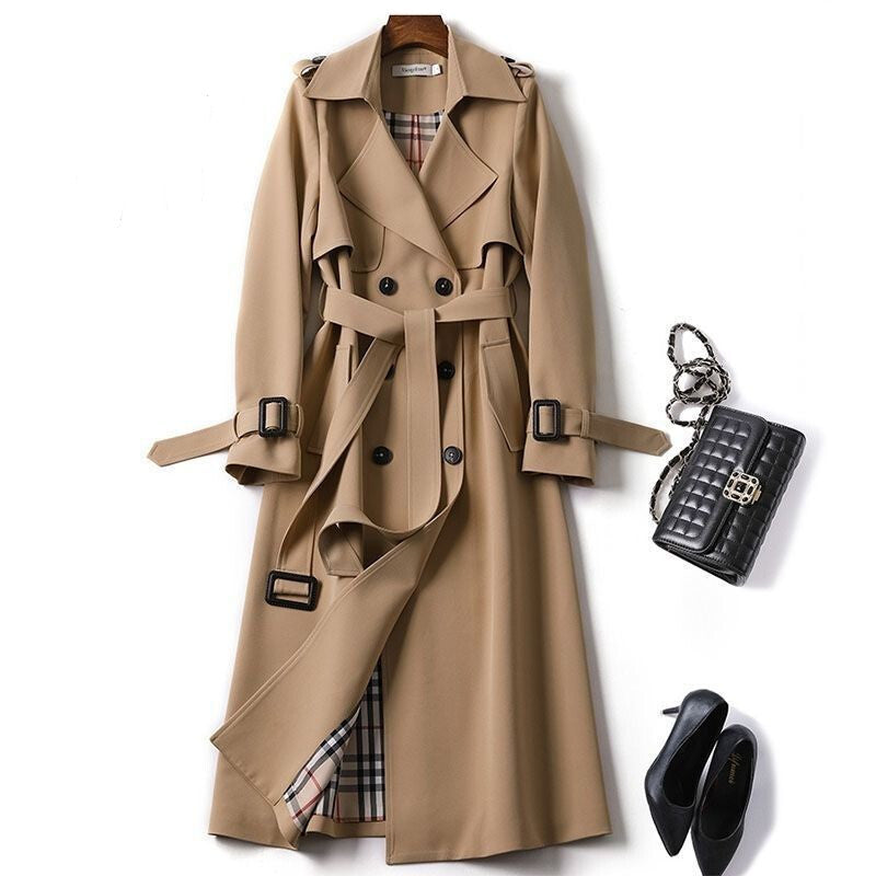 Dames Trenchcoat Dubbelrijig met Ceintuur
