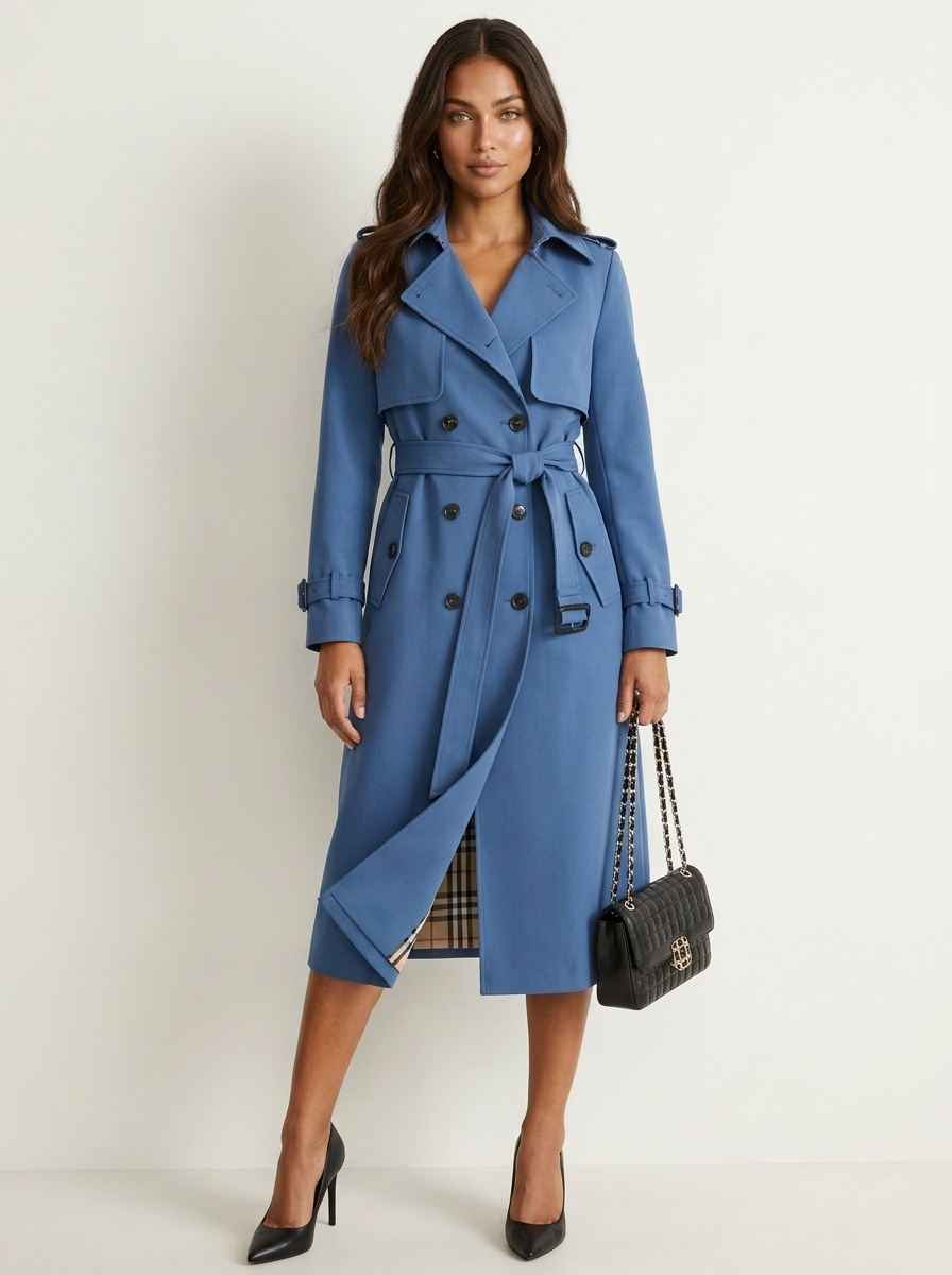 Dames Trenchcoat Dubbelrijig met Ceintuur